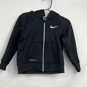 Nike Therma-fit black hooded full zip sweatshirt fleece lined EUC 2T